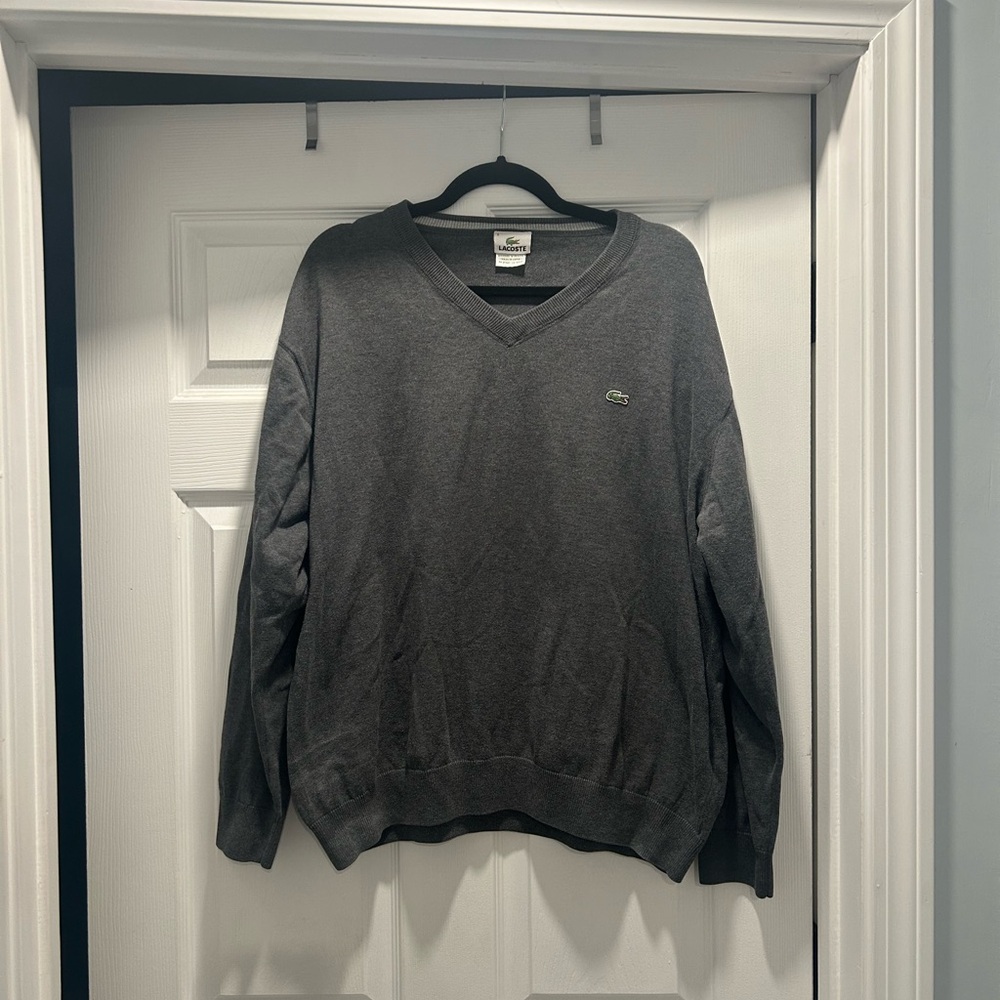 Lacoste Men's Charcoal V-Neck Sweater